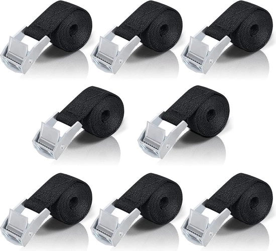 Cinture di trazione ad alta qualità - 20mm x 1m - Cinture di trazione con chiusura a molla - Cinture di legatura con chiusura metallica - Duratura - Solida - Portatile - Resistente alla abrasione - Nero - Cinture di trazione - Cinture di fissaggio