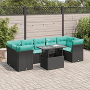 Set Divani da Giardino con Cuscini 8 pz Nero Polyrattan Acacia 3326118