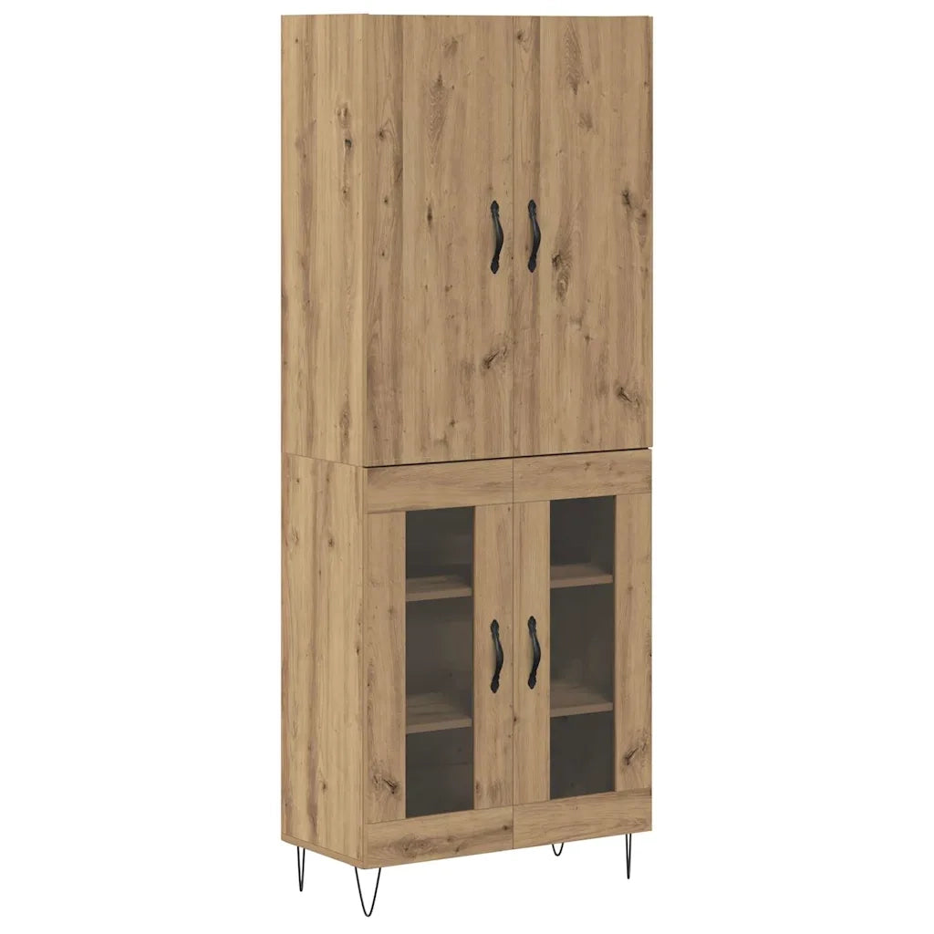 Credenza 2 pcs Rovere artigianale Legno ingegnerizzato e vetro