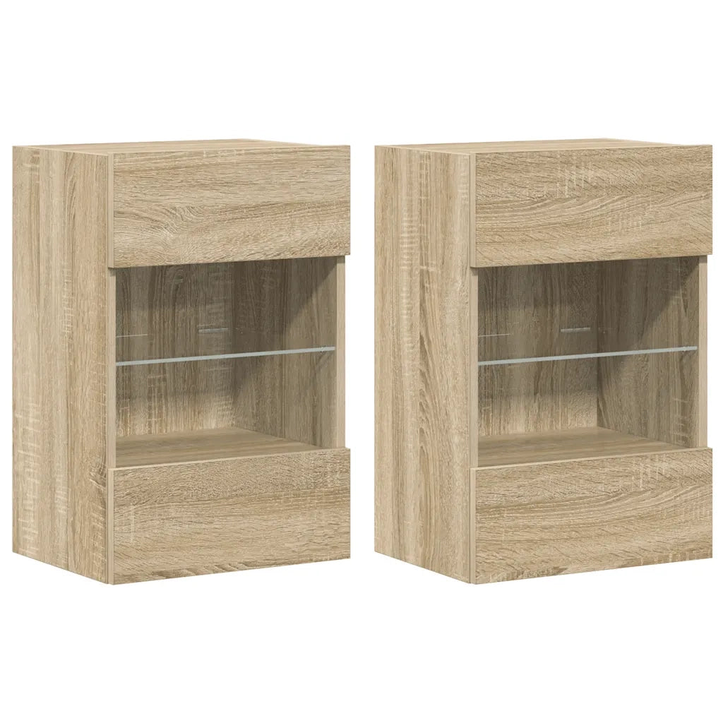 Mobili TV a Parete con Luci LED 2pz Rovere Sonoma 40x30x60,5 cmcod mxl 86136