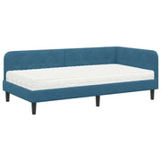 Letto singolo | Letto per adulti | Cornice del letto ad angolo Blu 90 x 200 cm Velluto
