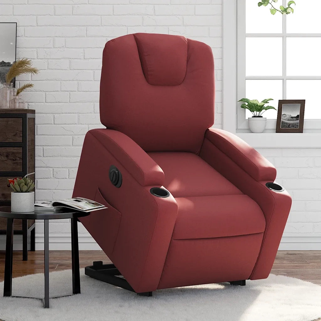 Poltrona Alzapersona Reclinabile Rosso Vino in Similpelle 3204448