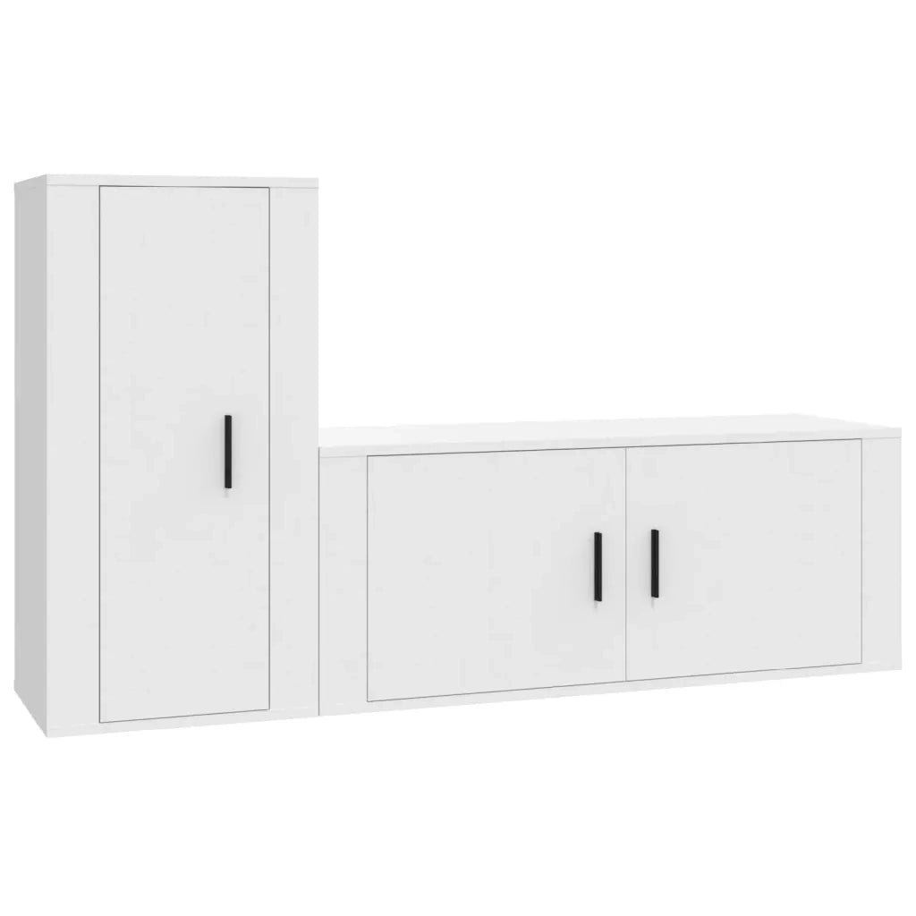 Set di Mobili Porta TV 2 pz Bianco in Legno Multistrato 3188486