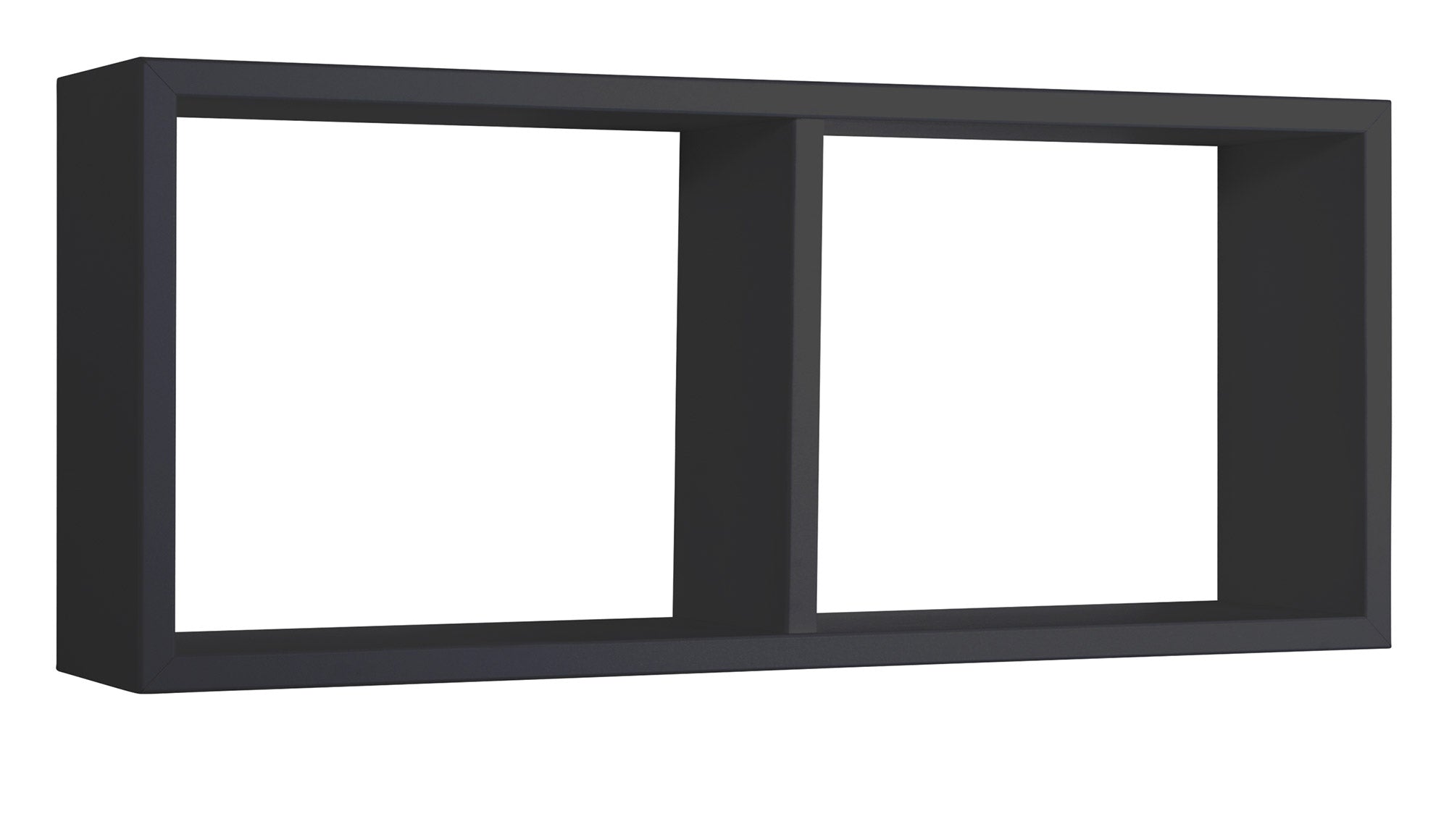 Mensola Rettangolare 2 Scomparti da Parete 70x30x15,5 cm in Fibra di Legno Morgana Nero