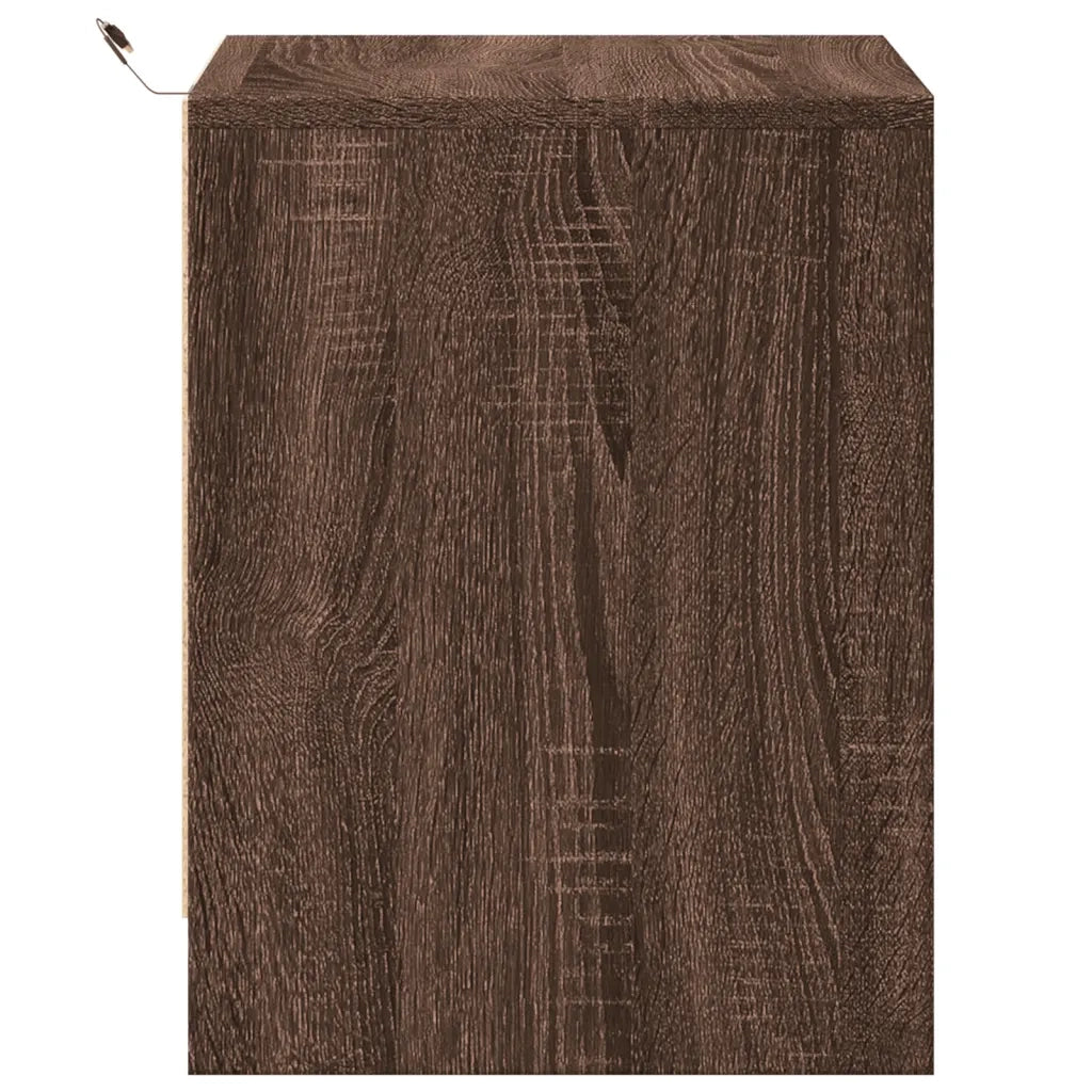 Comodino con Luci LED-Tavolino da notte Rovere Marrone in Legno Multistrato 980934