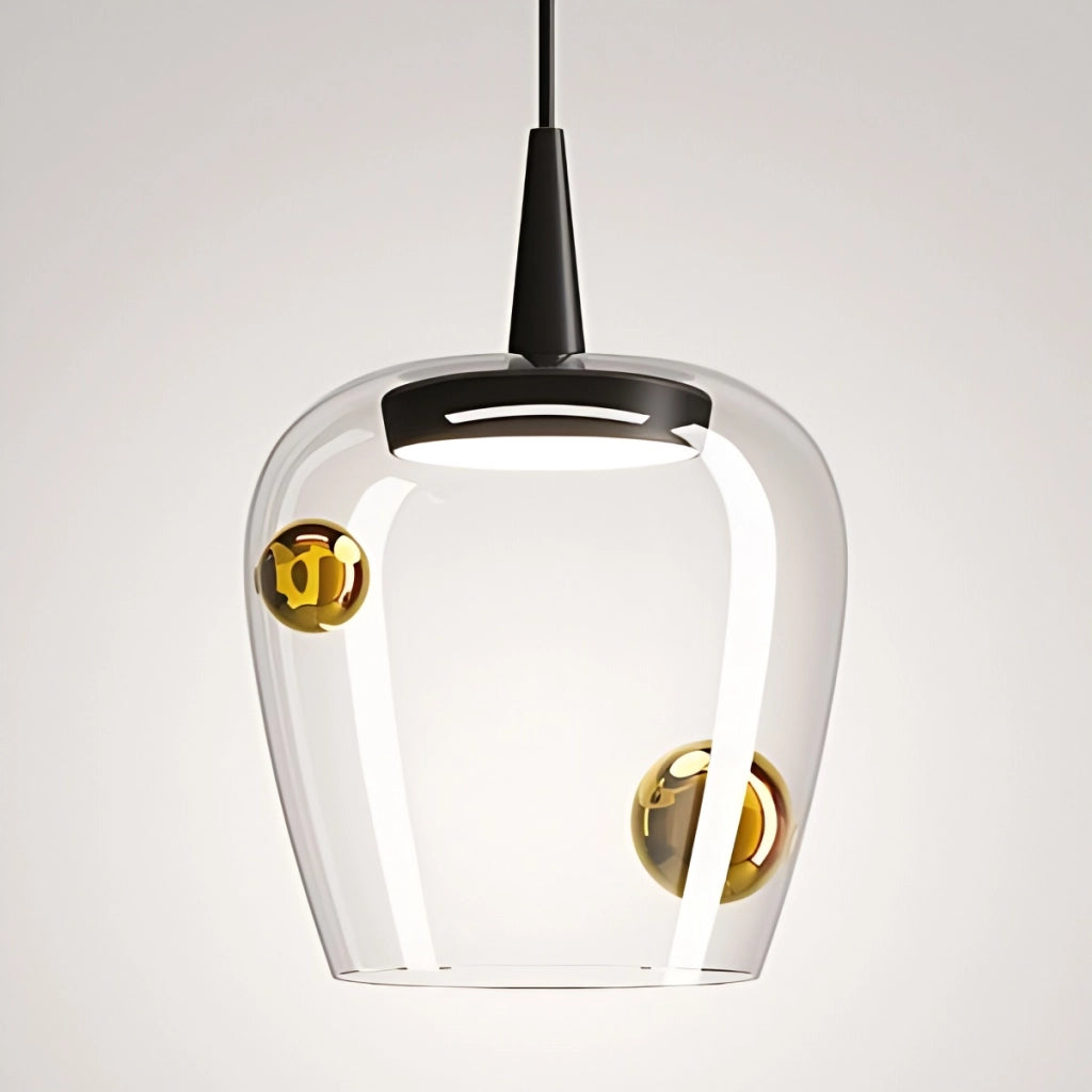 Zafferano Lampada a sospensione Bilia 230V LED 8W 2700K in vetro borosilicato soffiato a bocca, finitura Alluminio e Bronzo, diametro 18 cm