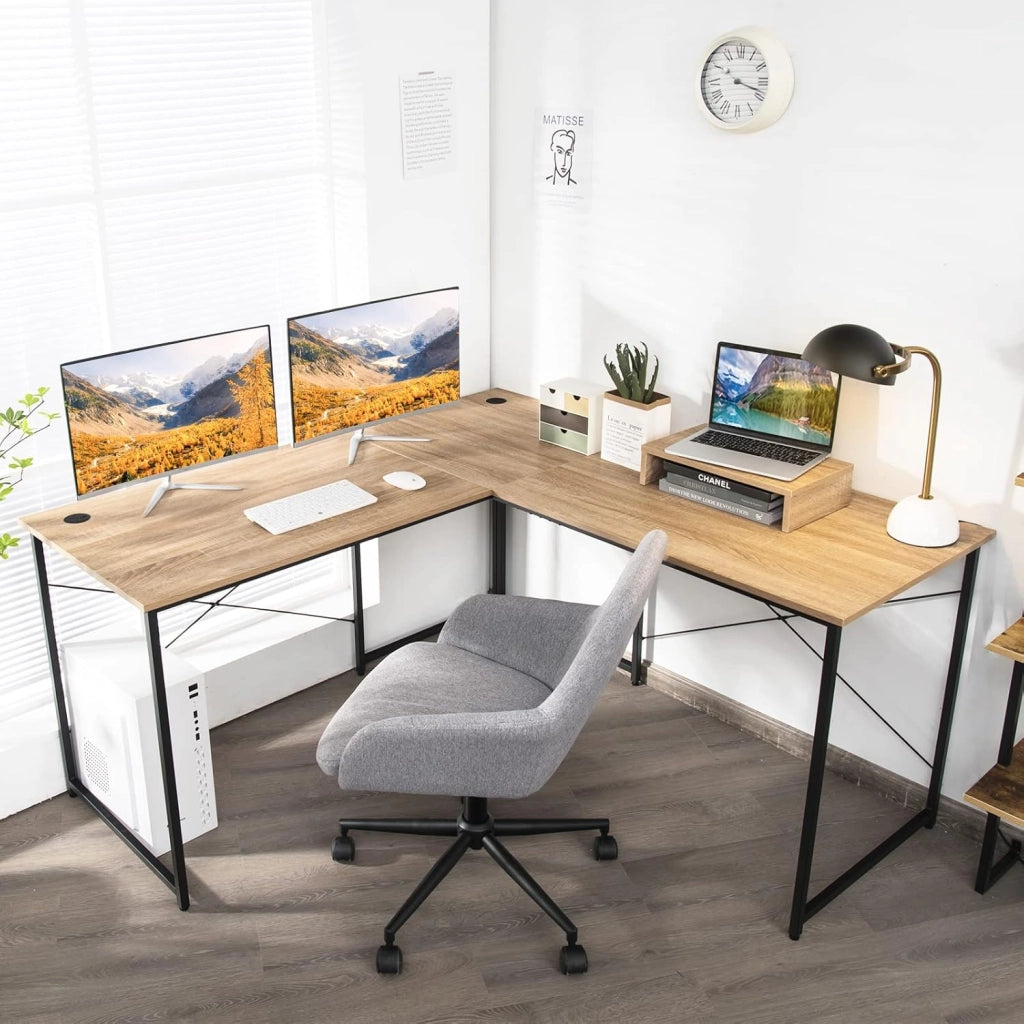 Scrivania Angolare a Forma di L, Telaio in Metallo Stile Industriale, Scrivania per Computer in 2 Forme Diverse per 2 Persone, 150 x 150 x 74 cm/240 x 60 x 74 cm, 3 Colori