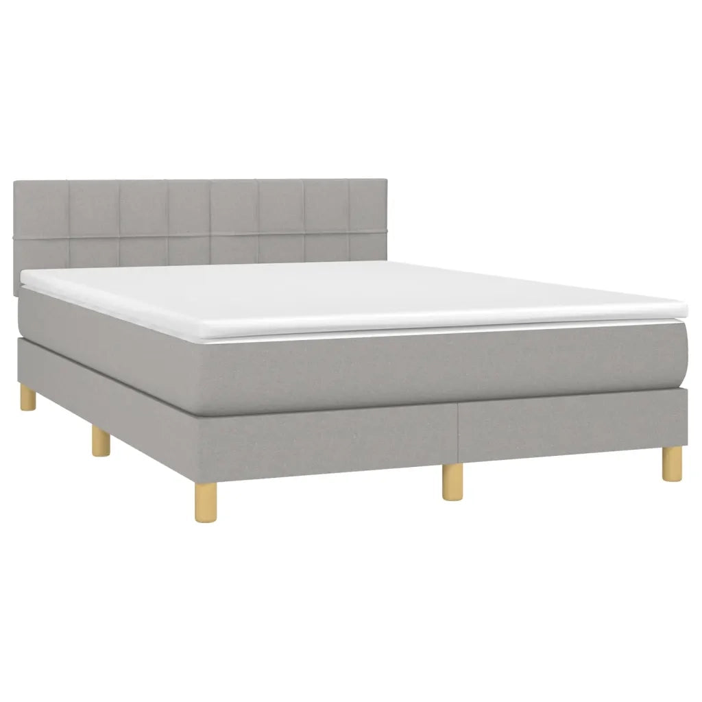Letto a Molle Materasso e LED Grigio Chiaro 140x190 cm Tessuto 3133709