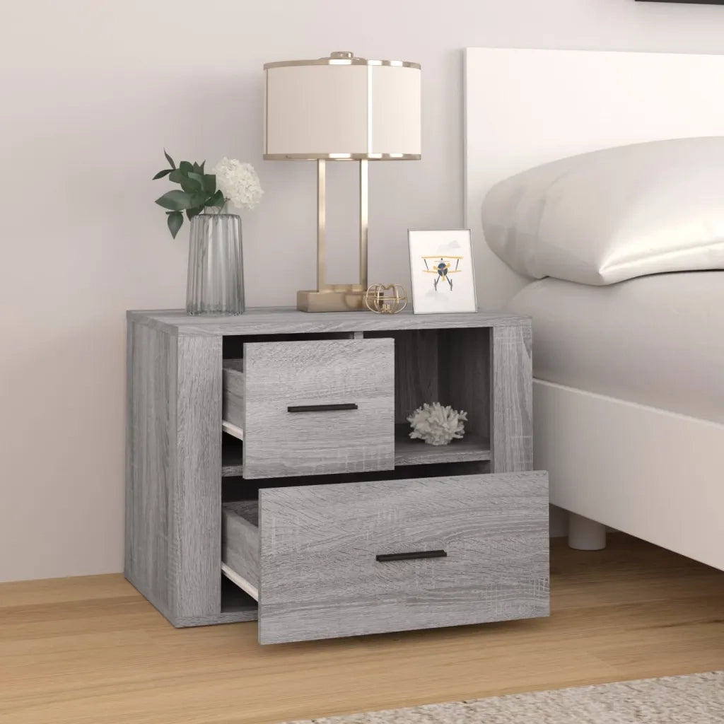 Comodino-Tavolino da notte Grigio Sonoma 60x36x45 cm in Legno Multistrato