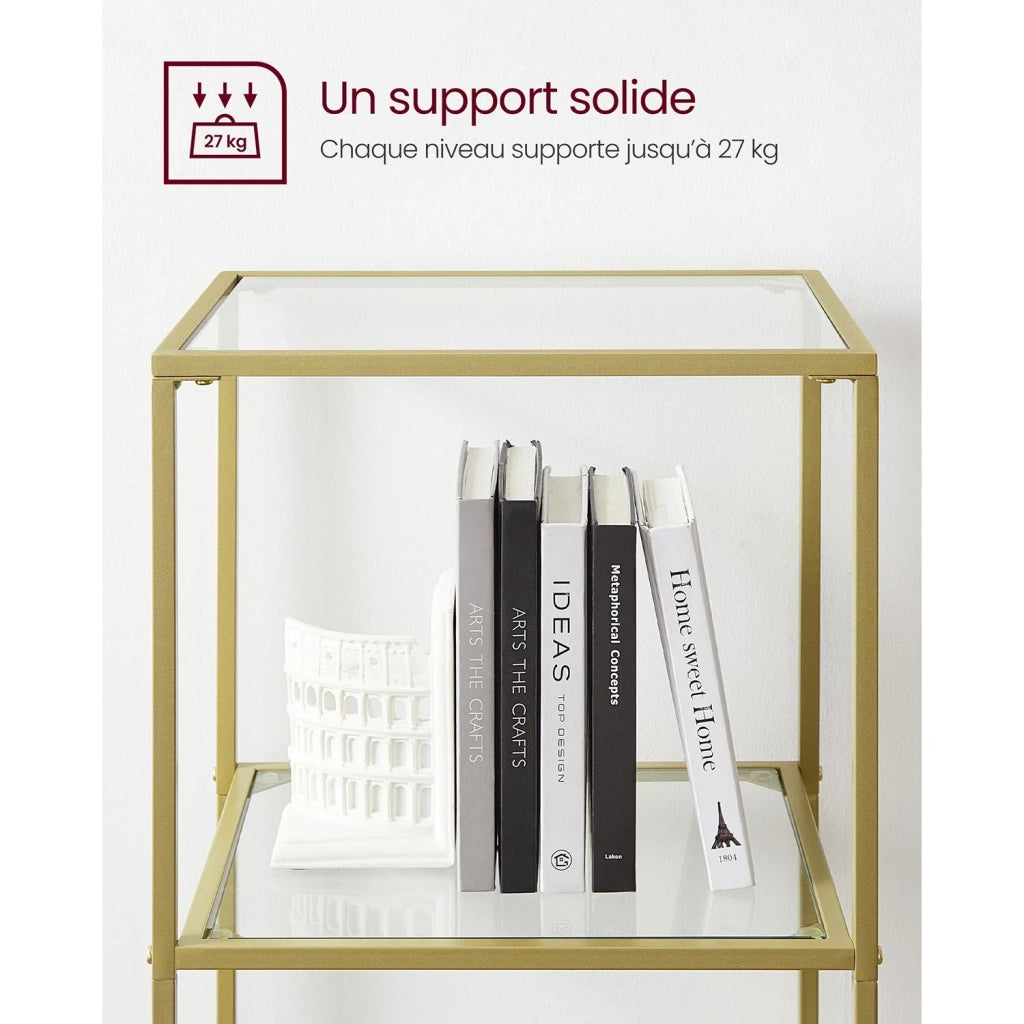Scaffale portaoggetti per bagno 30 x 40 x 1773 cm mobiletto portaoggetti in vetro temperato a 4 ripiani robusto facile da montare per soggiorno camera da letto ufficio oro 12_0005727
