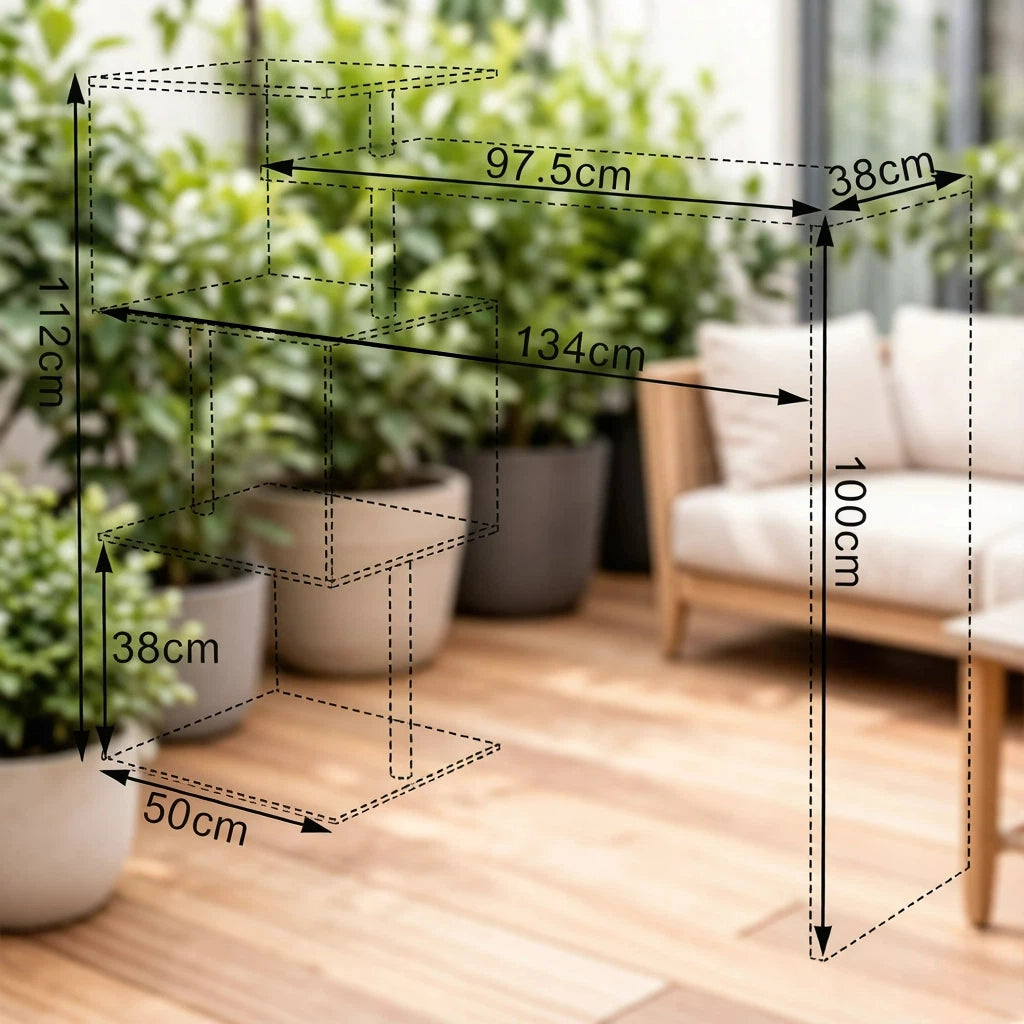 Tavolo da bar multifunzionale con 3 ripiani, per cucina e soggiorno, in MDF e metallo, bianco, 97,5 × 38 × 100 cm