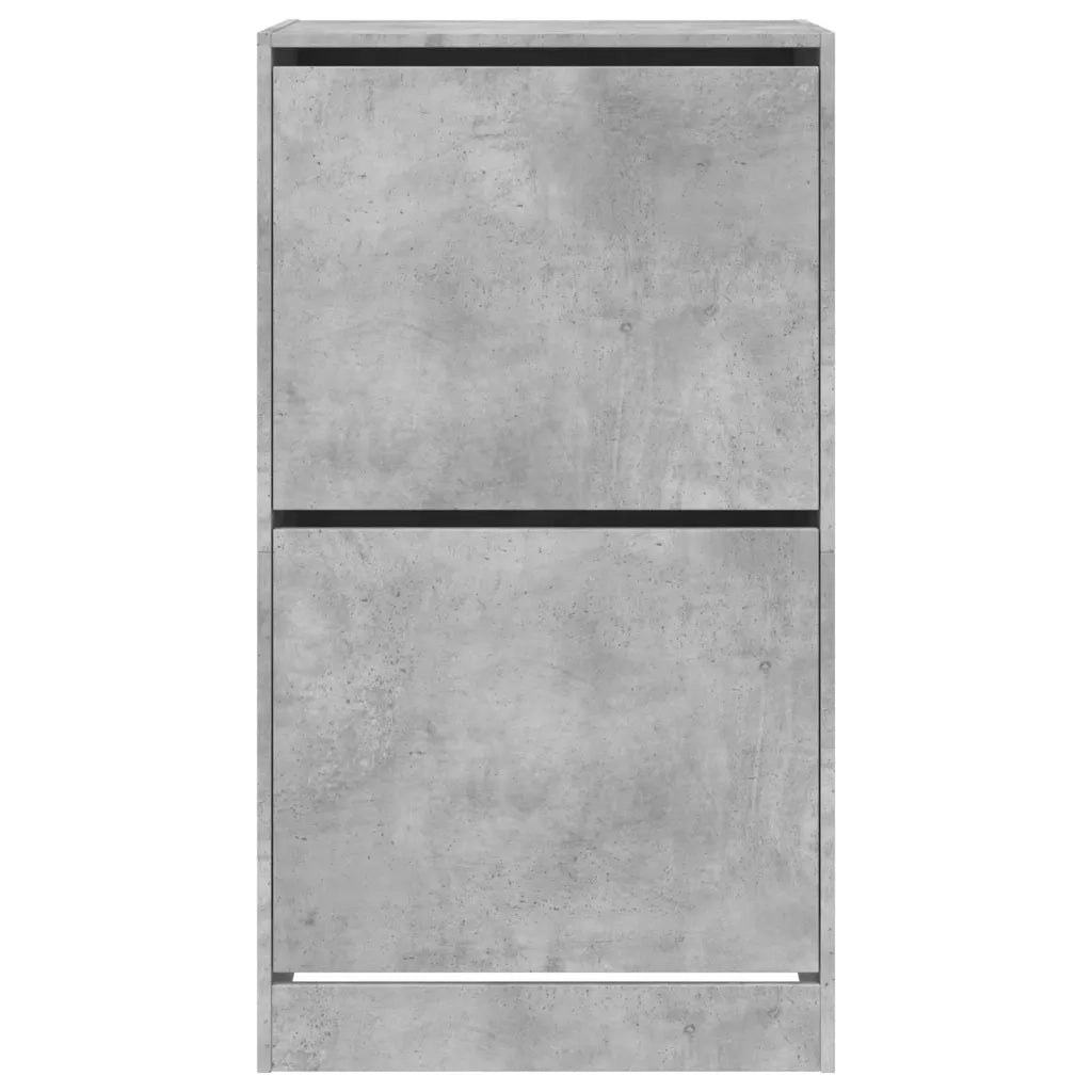 Scarpiera 2 Cassetti Ribaltabili-Scaffale per scarpe Grigio Cemento 60x42x108 cm