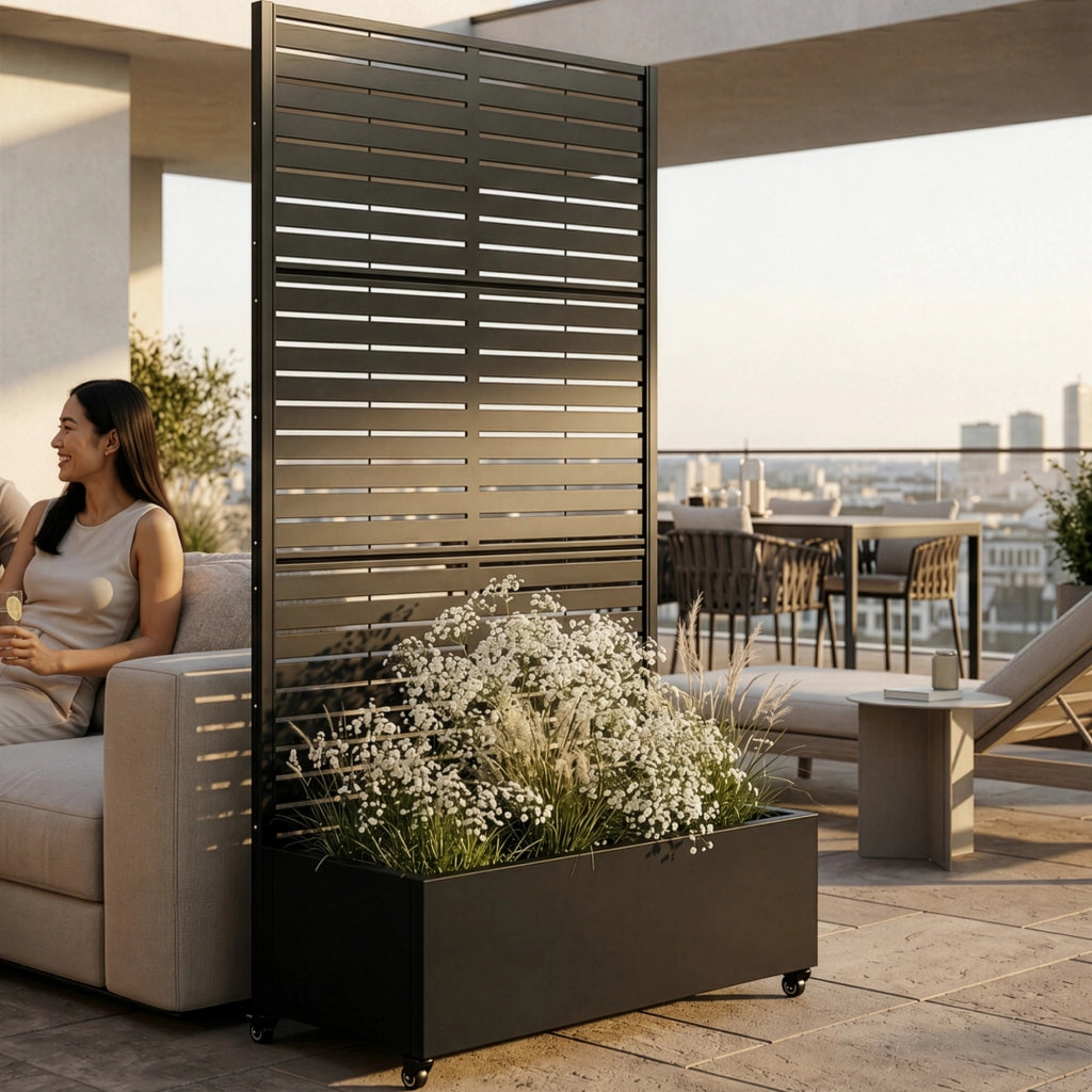Fioriera con Spalliera Nodepp in Acciaio 190 x 82 x 38 cm - Nero casa.pro