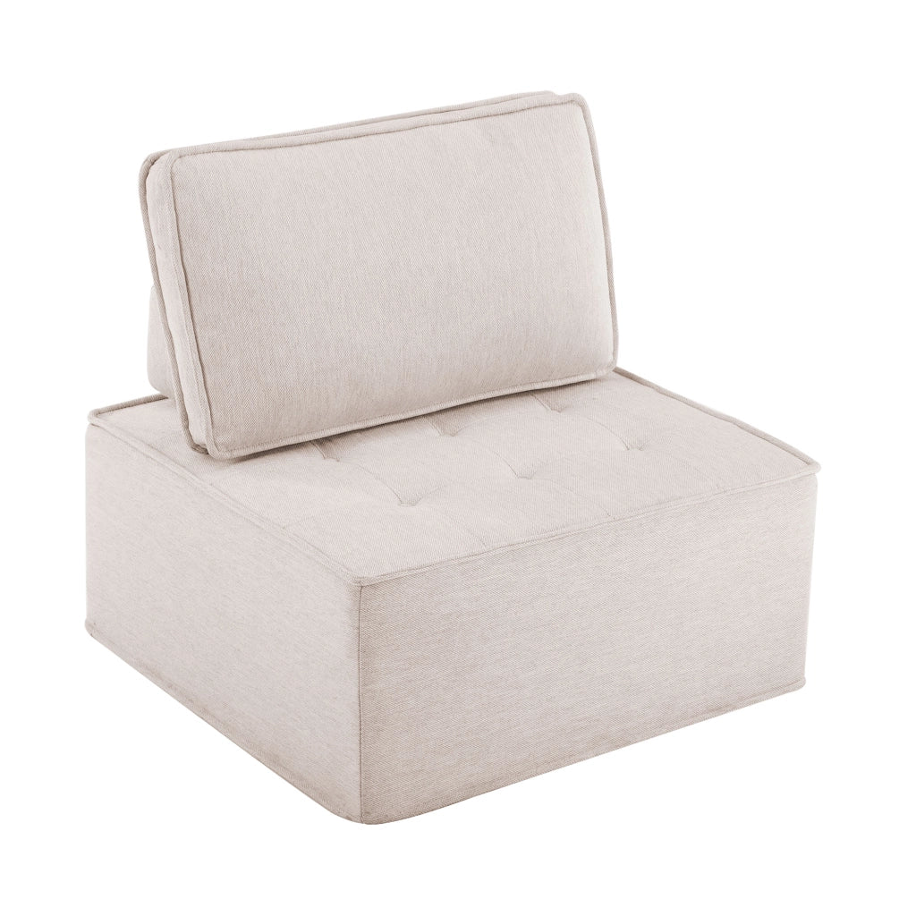 Sofa modulare compatto per piccoli spazi, rivestimento in lino, beige