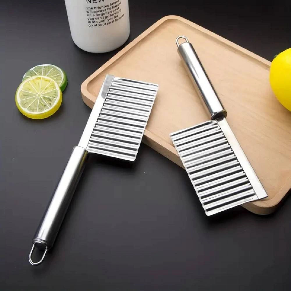 Trade Shop - Coltello Ondulato Per Patate Cetrioli In Acciaio Affettatrice Accessori Cucina -