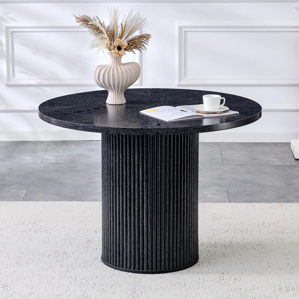 Tavolo da Pranzo Rotondo in MDF ¨C MINIMAL ¨C Nero, 100 cm, 4-6 Persone