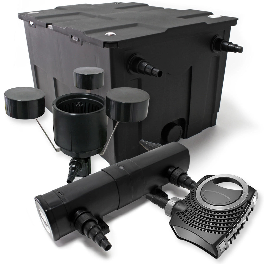 Set: Filtro bio per laghetto 60000l con Chiarificatore UVC 36W Pompa 80W Skimmer