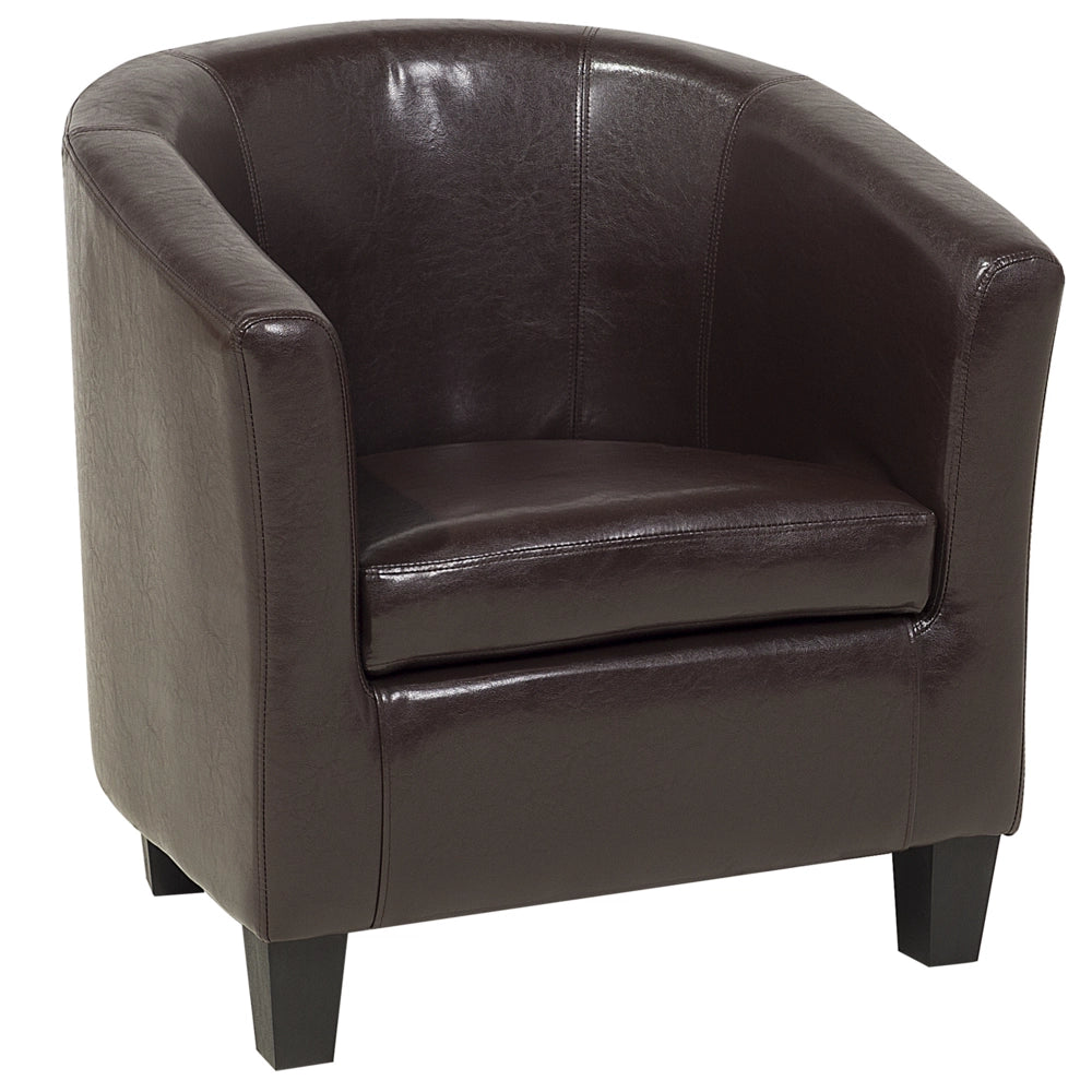 Poltrona Sedia Club Marrone Ecopelle Imbottita Con Schienale Basso Vasca Design Retrò