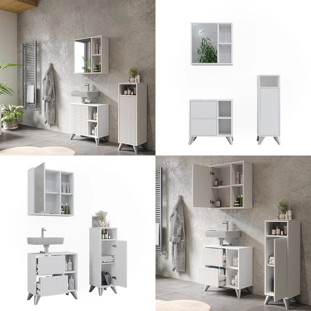 Vicco Set di mobili da bagno Bianco 3 parti