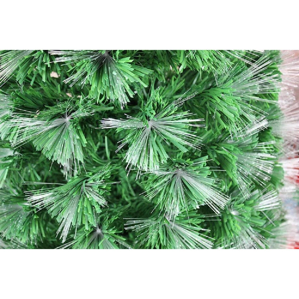 Trade Shop - Albero Di Natale In Fibra Ottica 120cm Verde Multicolori Con Punta Stella A Led -