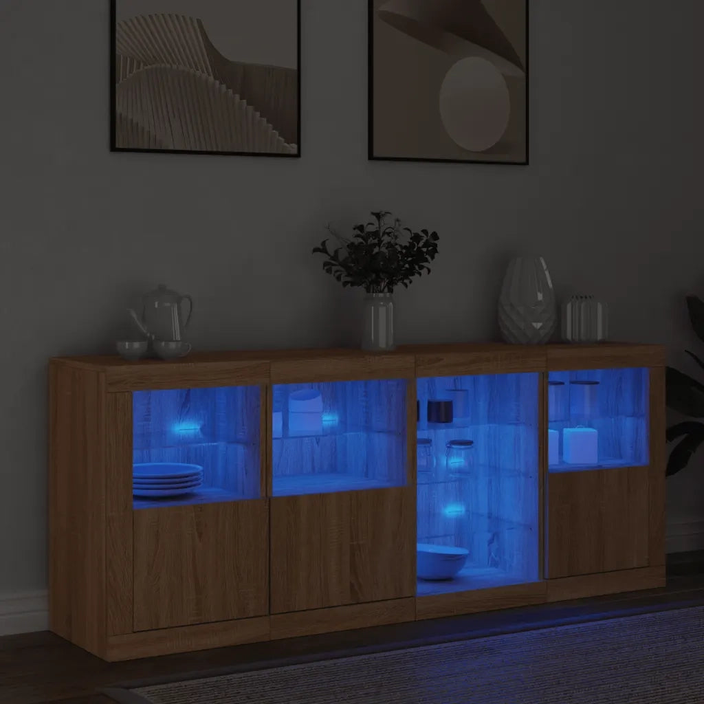 Credenza con Luci LED Rovere Sonoma 164x37x67 cm 3209053