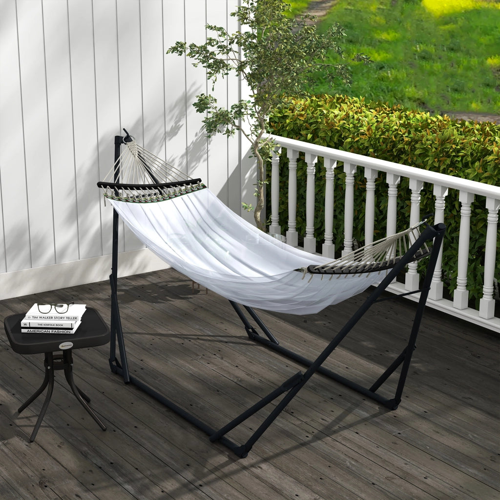 Hangmat Set con Amaca ¨C Zephmum ¨C 263x89x100 cm, Nero e Bianco