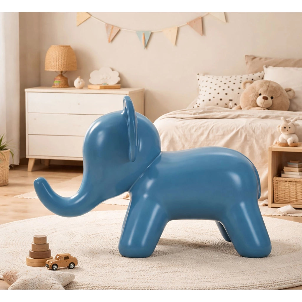 Sgabello Basso Elefante 1, Blu, Plastica, 86x46x56 cm