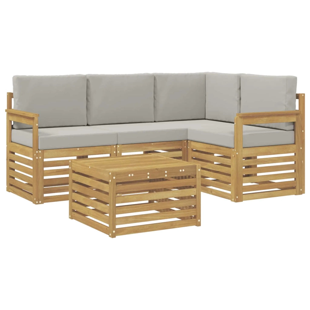 Set di divani da esterno 5 pcs Bianco e Grigio Chiaro