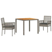 Set da Pranzo per Giardino 3 pz | Set Salotto da Giardino Grigio polyrattan
