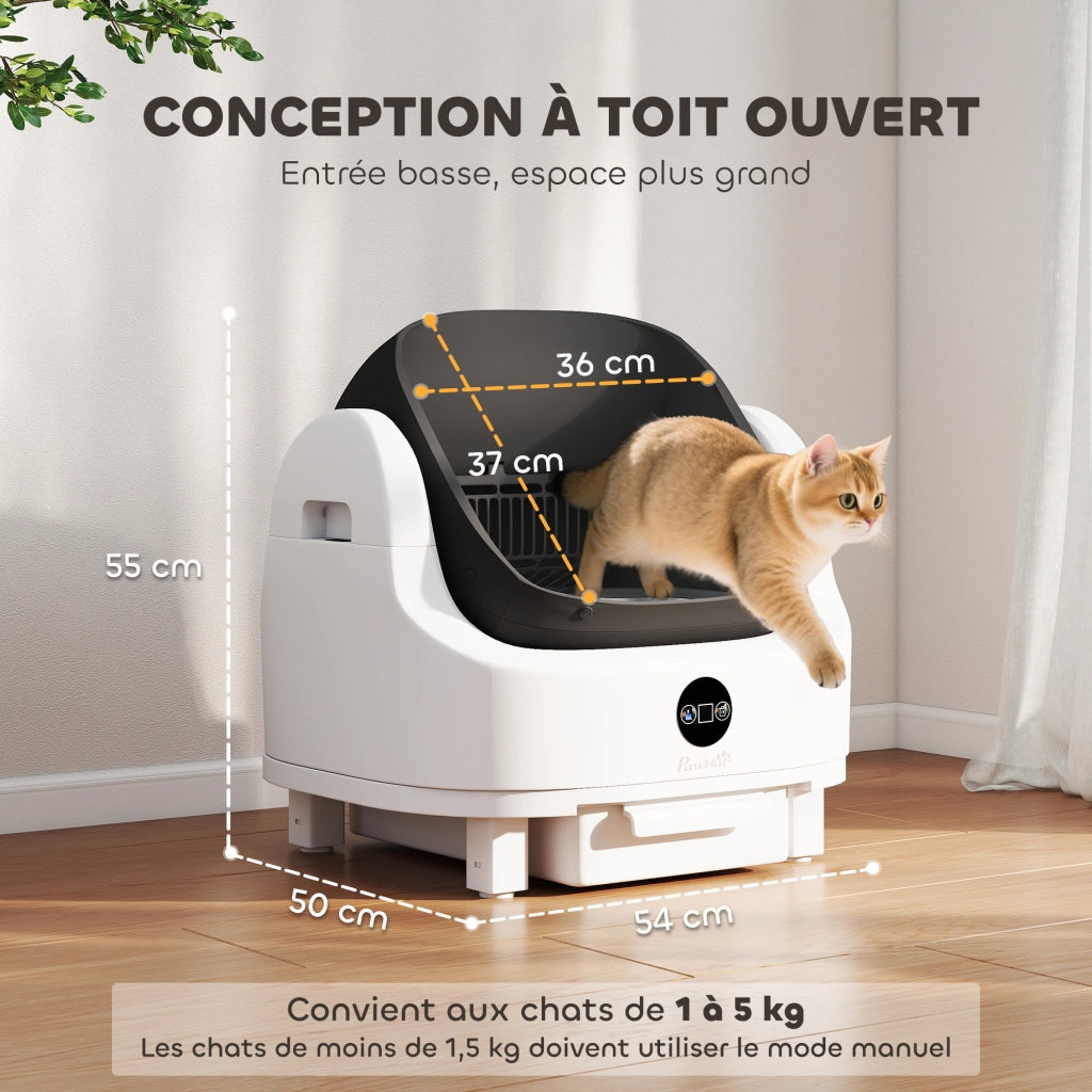 Lettiera Autopulente per Gatti ¨C Xylo ¨C Sistema Automatico Aperto con Controllo Odori Bianco