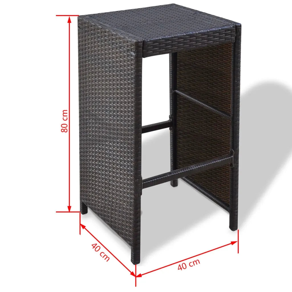 Set da Bar da Giardino 7 pz con Cuscini in Polyrattan Marrone cod mxl 35257