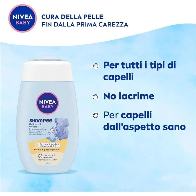NIVEA BABY SHAMPOO DELICATO & NEUTRO 200 ML DETERSIONE DELICATA NO LACRIME SENZA SOLFATI