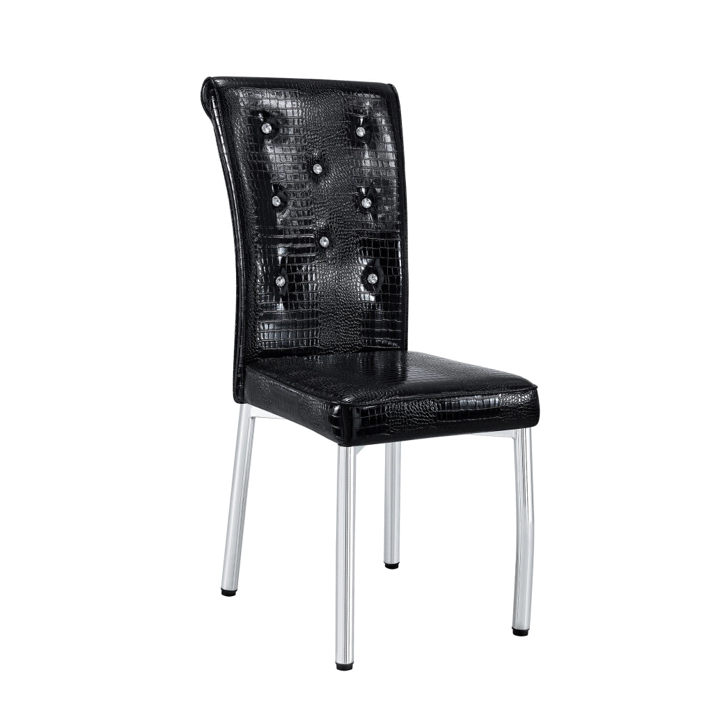 Sedie da Pranzo Retr¨° Imbottite in Ecopelle con Gambe in Metallo ¨C MINIMAL ¨C Set 2 Pezzi, Nero