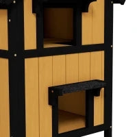 Casa per Gatti in Legno di Abete con Tetto in Asfalto, 96 x 65 x 85,5 cm, Giallo