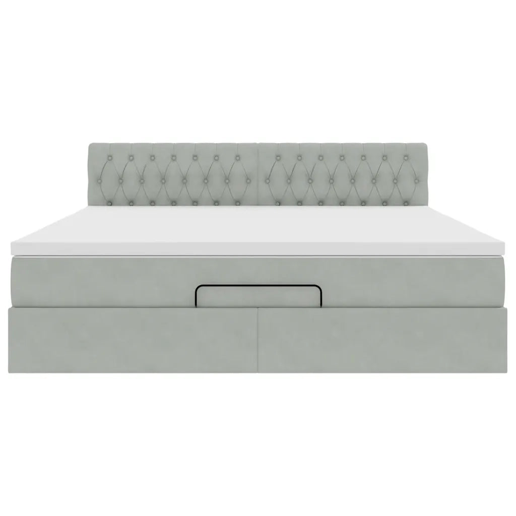 Struttura Letto Pouf con Materasso 180x200 cm in Velluto