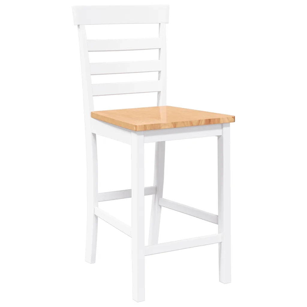 Sgabelli da Bar 2 pz Bianchi in Legno Massello di Hevea 4102542