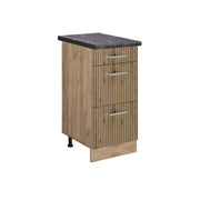 Mobiletto base per cucina R-Line Rovere artigianale/Rovere dorato 40 cm con cassetti, PL Antracite Vicco