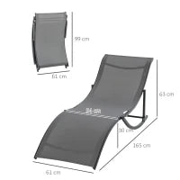 Set 2 Sdraio da Giardino Pieghevoli, Lettino Prendisole in Alluminio e Textilene, 61x165x63 cm