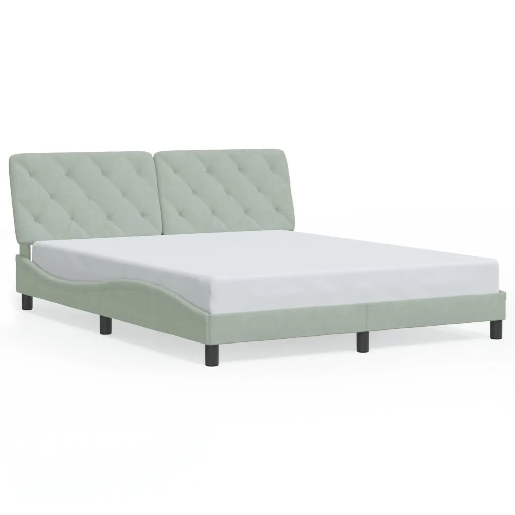 Giroletto con LED senza Materasso Grigio Chiaro 160x200 cm in Velluto 3213861