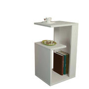 Tavolino da salotto Karnot, Tavolo basso da caffè, Portariviste per divano, Ripiano da soggiorno, 35x30h60 cm, Bianco