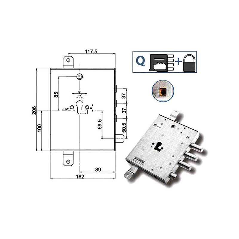 Serratura Sic.Triplice Sx 89857 Mottura