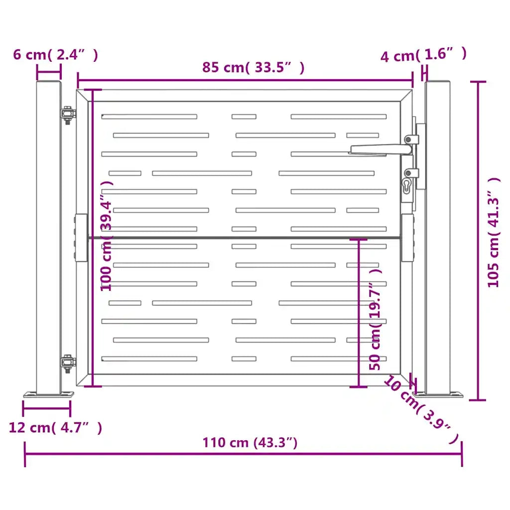 Cancello Giardino Antracite 105x105 cm Acciaio Design Quadrato