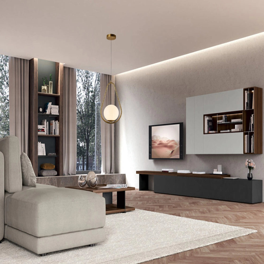 Trade Shop - Lampadario A Sospensione Design A Goccia Bronzo Metallo Con Sfera Lampada Attacco G9 A27 -