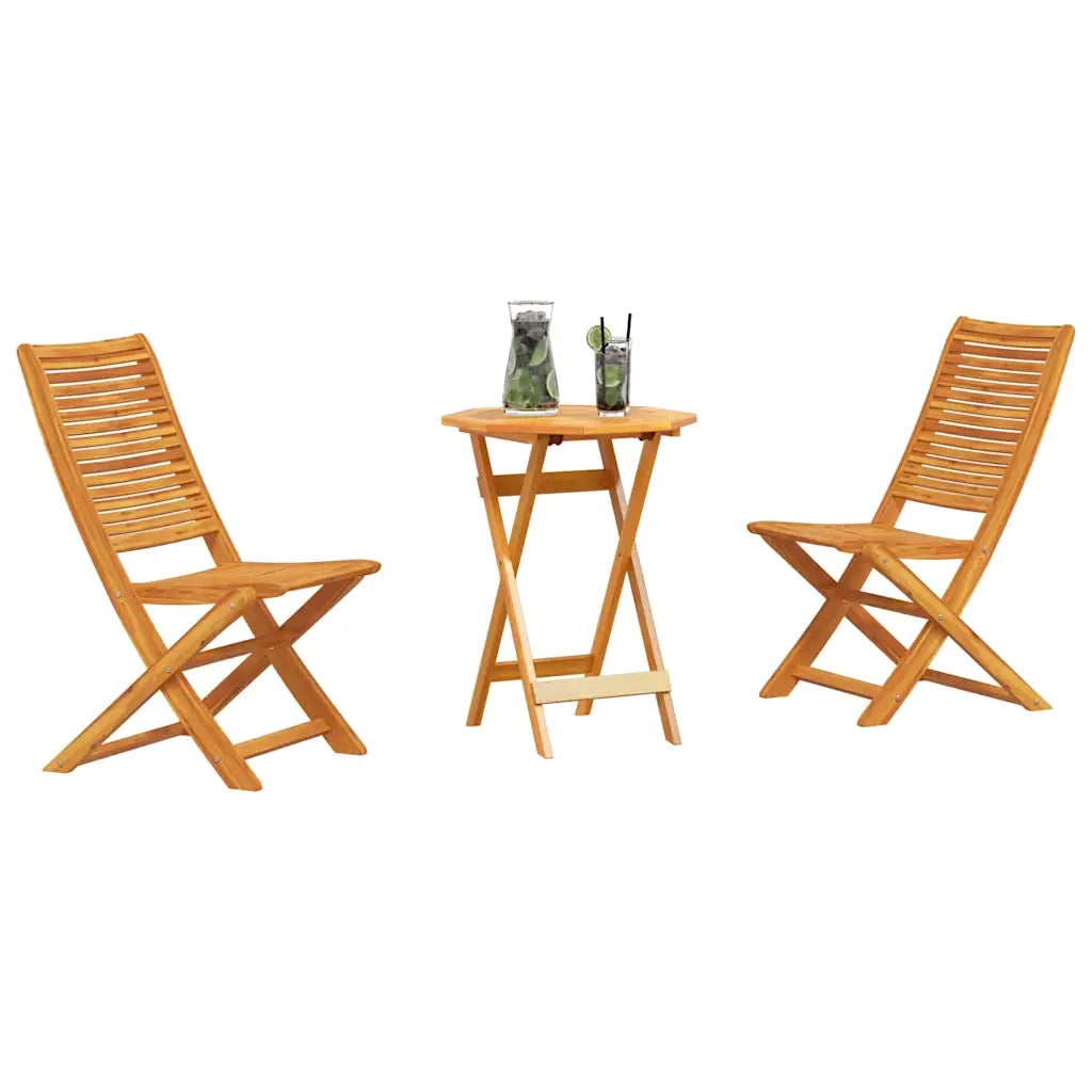 Set Bistro Pieghevole 3 pcs Marrone Legno di Acacia Massello 3375692