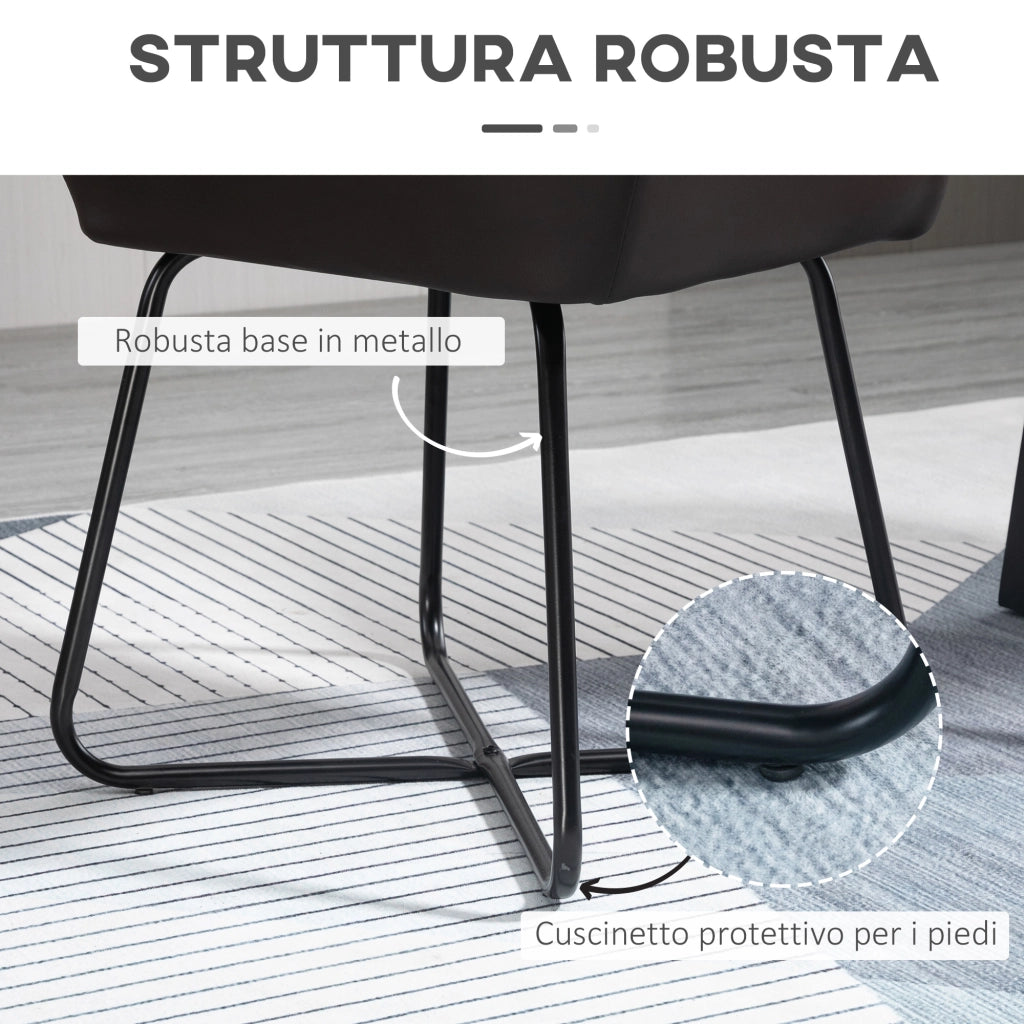 Set 2 Sedie da Pranzo Imbottite in Similpelle ¨C Zephmum ¨C Marrone 60x56.5x85