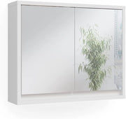 Specchio contenitore bagno Mila, Bianco, 55 x 45 cm, per montaggio a parete con ripiani regolabili