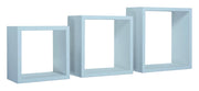 Set 3 Mensole da Parete Cubo in Fibra di Legno Incubo Blu Baltico