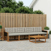 Set di divani da esterno 7 pcs Naturale e Grigio Chiaro