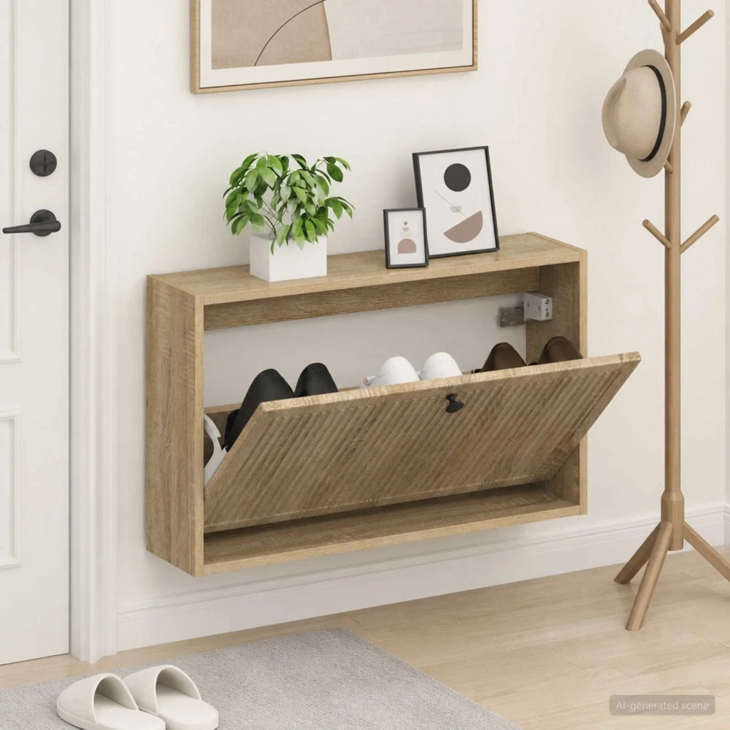 Mobiletto per Scarpe da Muro EDE 71 x 17 x 43 cm Rovere Sonoma 895967