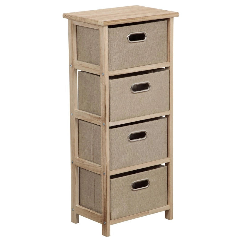Cassettiera 4 Cassetti Armon 34x25x78 Cm Naturale